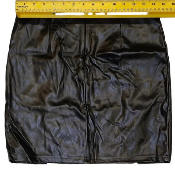 Parisian Black High Waisted Faux Leather Side Lace Up Mini Skirt Size 12 - Picture 7 of 9